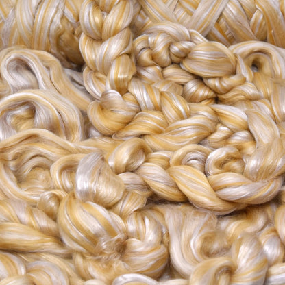 Merino Silk Luxe Tonal Designer Blend. Superfine Merino, Mulberry Silk, Tussah Silk. Top Roving for Spinning or Felting. Champagne Bliss 1oz