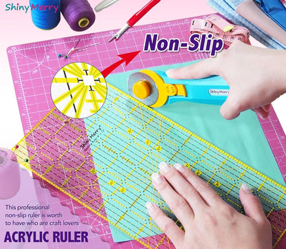 Quilting Ruler 6"x24",Non-Slip Clear Acrylic Sewing Ruler with Easy-to-Read Grid,Yellow & Black Grid Design,Perfect for Fabric,Patchwork,Cutting & Sewing Crafts,Durable Tool for Quilting