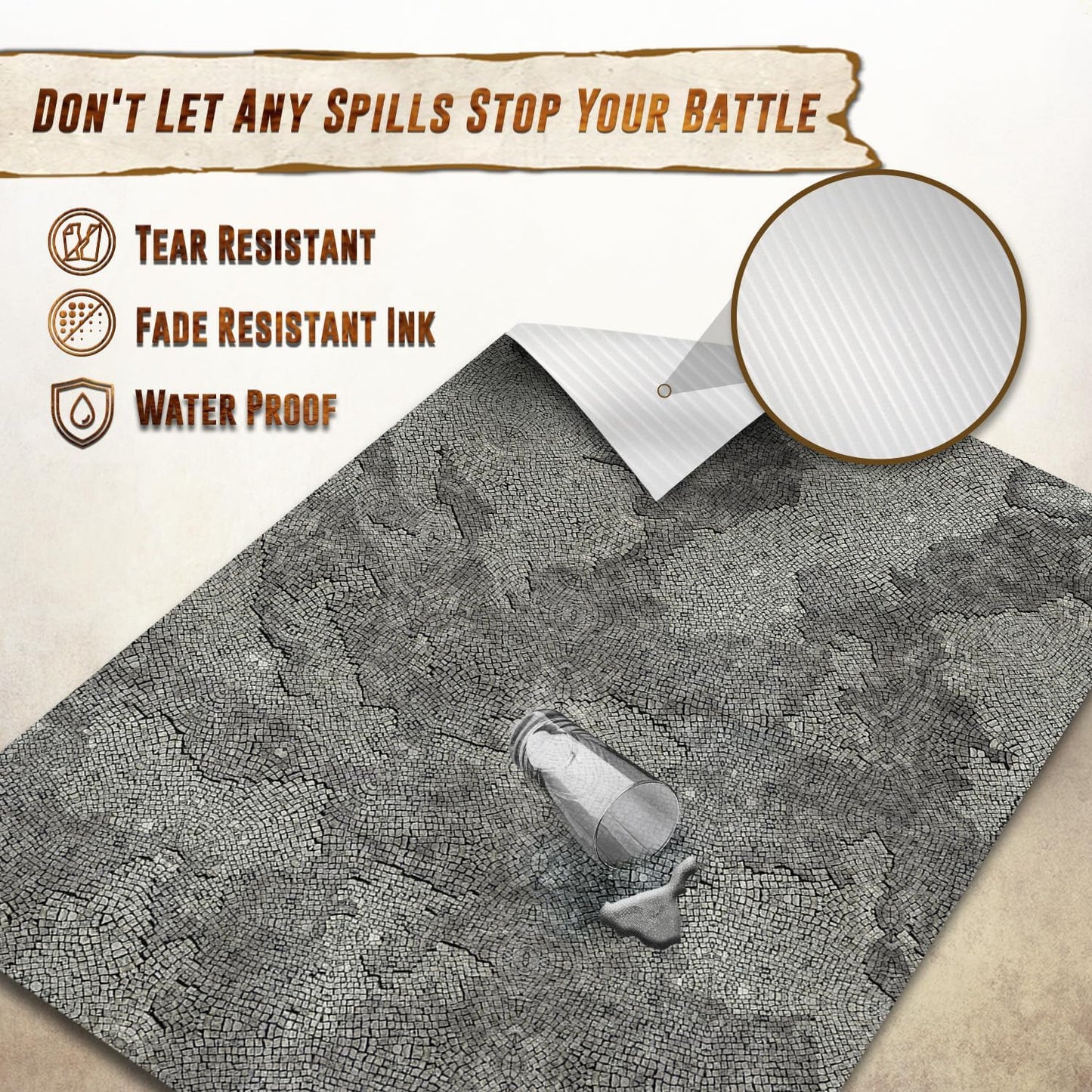 Battle Game Mat for DND - [48" x 72"] Wargaming Tabletop Map - Gaming Board for Warhammer 40k, Dungeons and Dragons, Wargame RPG - Vinyl Gaming Stone Terrain