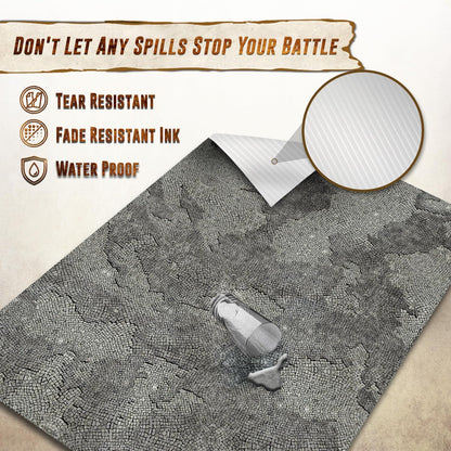 Battle Game Mat for DND - [48" x 72"] Wargaming Tabletop Map - Gaming Board for Warhammer 40k, Dungeons and Dragons, Wargame RPG - Vinyl Gaming Stone Terrain