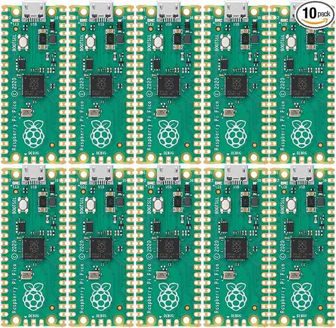 10pcs Raspberry pi pico Development Board with rp2040 Dual-core Cortex m0+ Processor, Supports c/c++/Python, 2mb Flash, spi/i2c/uart Interface