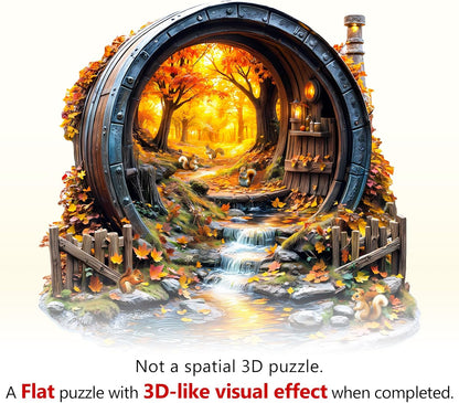 Wooden Puzzles for Adults, Barrel of Autumn Puzzles, Wood Adult Puzzle, Birthday Gifts for Puzzle Lover (L-13.4 * 13.4 in 275pcs)