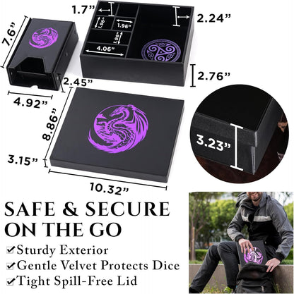 Soar Forge Dice Tray and Dice Tower for DND - All-in-One Tray, Storage & Large Tower for Random Rolls - Stores Dice for D&D, Mini's etc, Perfect RPG Gift Accessories (Purple Dragon)