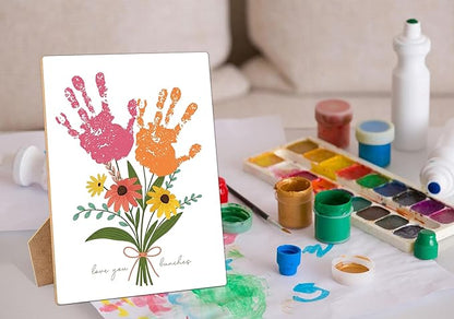 Mother's Day Christian Flower Handprint Art Wooden Making Sign, Mothers Day Crafts Bible Verse Gifts for Mom Grandma Grandmother, Baby Handprint Keepsake for Family Sunday School Activities, 9x12 In