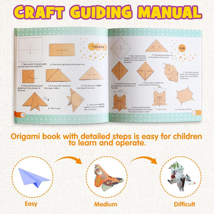 Pigipigi Kids Craft Origami Paper Kit for Kids Ages 5-8 8-12, with Guiding Book, 160 Sheets DIY Art and Crafts Supplies, Colorful Folding Papers Set Projects Gifts Activity for Boy Girl Toy(Forest) - Crafty Corner