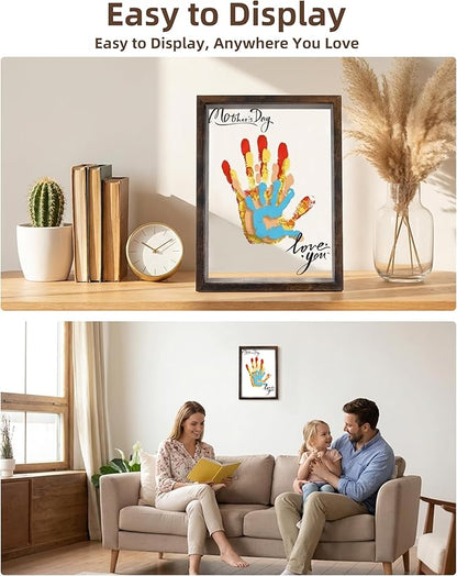 Family Handprint Kit DIY Hand and Footprint Casting Kit with Keepsake Photo Frame, 6 Non-Toxic Baby-Safe Paint, Personalized Gifts for New Parents, Grandparents, Couples from Newborn