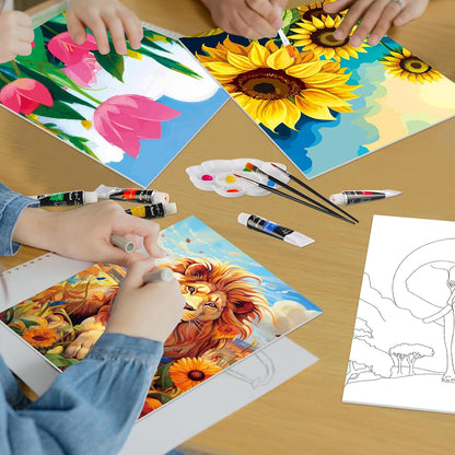 Cholemy 36 Pcs Paint and Sip Kit for Adults 8''x10'' Pre Drawn Canvas for Painting DIY Afro Acrylic Painting Kit Wood Easel Brushes Date Night Bulk for Christmas Party Gifts(Plants Animals) - Crafty Corner