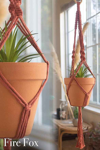Aesthetic Creative Macrame Kit, Makes 3 DIY Plant Hangers for Teens & Adult Beginners, Craft Supplies for Boho Art Project-3 Custom Color Macrame Cord, Wooden Rings & Instructions