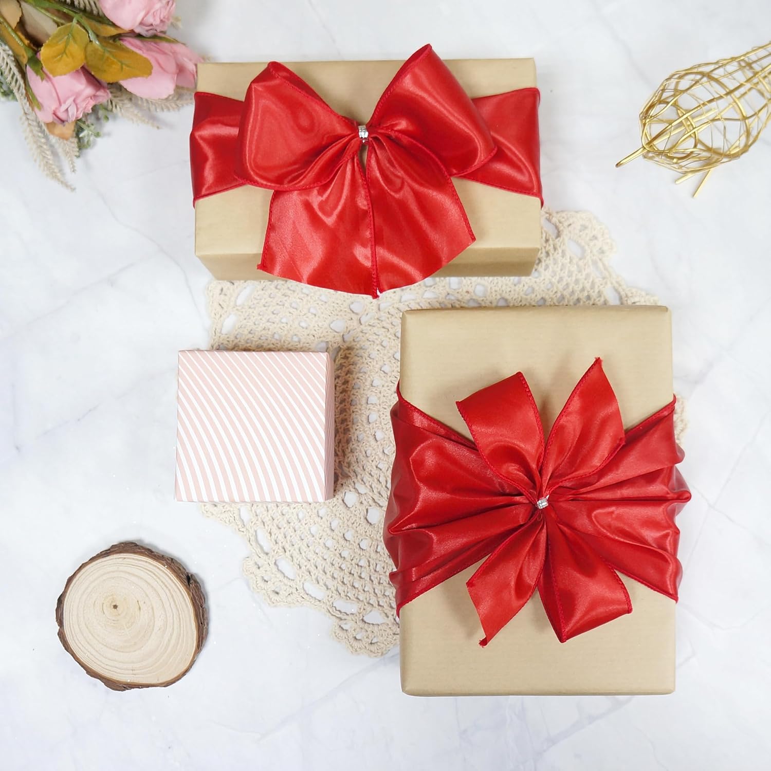 CT CRAFT LLC Satin Wired Ribbon 6 Inch x 10 Yards Red for Christmas Home Décor Gift Wrapping Tree Topper Bow Wreath DIY Crafts, - Crafty Corner