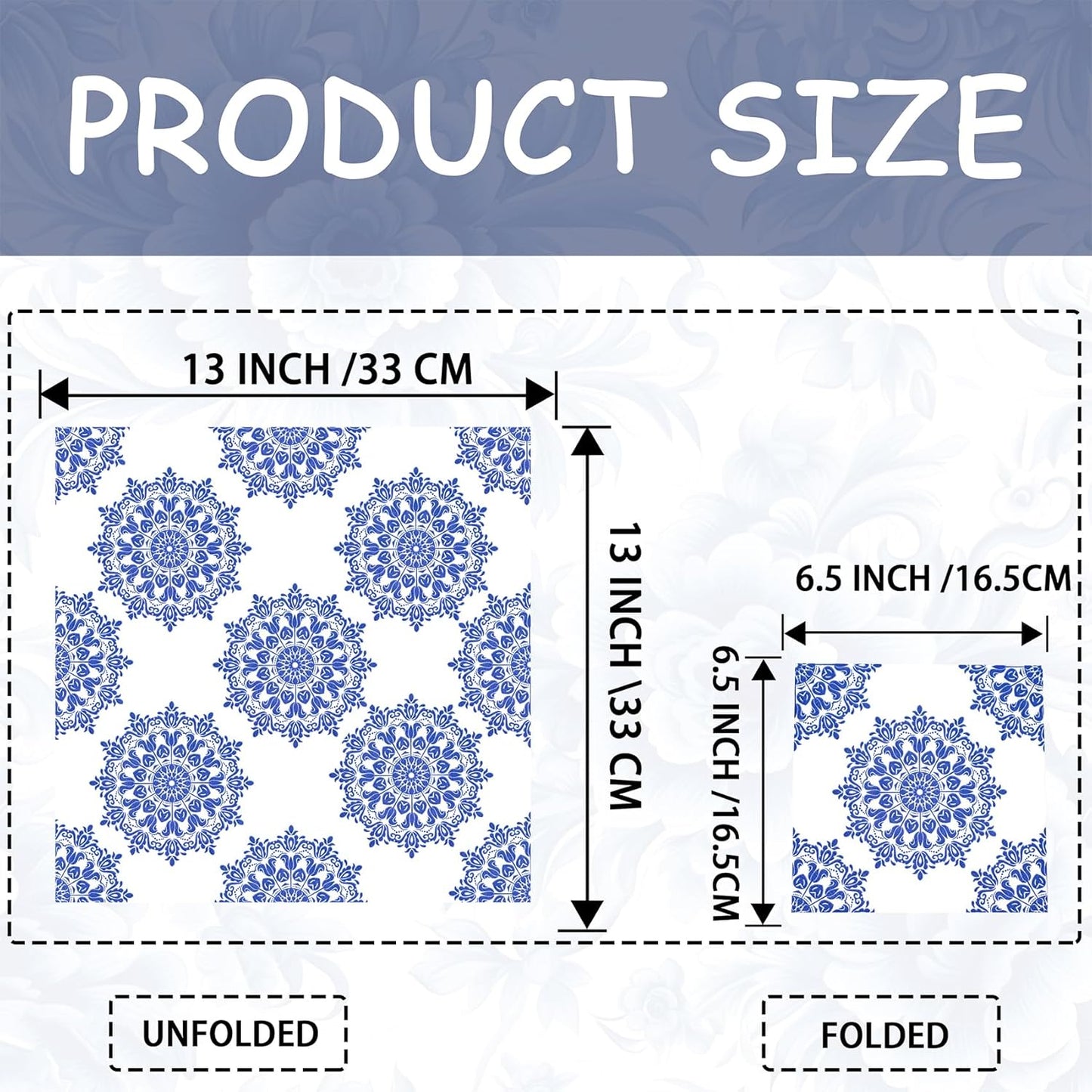 Decoupage Napkins Assorted Floral 27 Pack 9 Styles for DIY Crafting Birthday Party ， Decorative Decoupage Napkins Cocktail Paper ，Each Unfolded 13 Inch (Blue and White Floral)