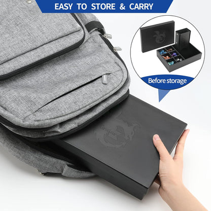 DND Dice Tray and Dice Tower with Storage, 3 in 1 Dice Rolling Tray with Lid, Portable Dice Box Storage, DND dice Holder for Dungeons and Dragons D&D RPG MTG Table Games (Black)
