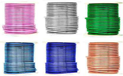 Mandala Crafts 12 Gauge Anodized Aluminum Craft Wire for Jewelry Making - 276 FT Colored Flexible Silver Copper True Blue Pink Ice Blue Green Wire - Bendable for Bonsai Armature Crafting Sculpting - Crafty Corner