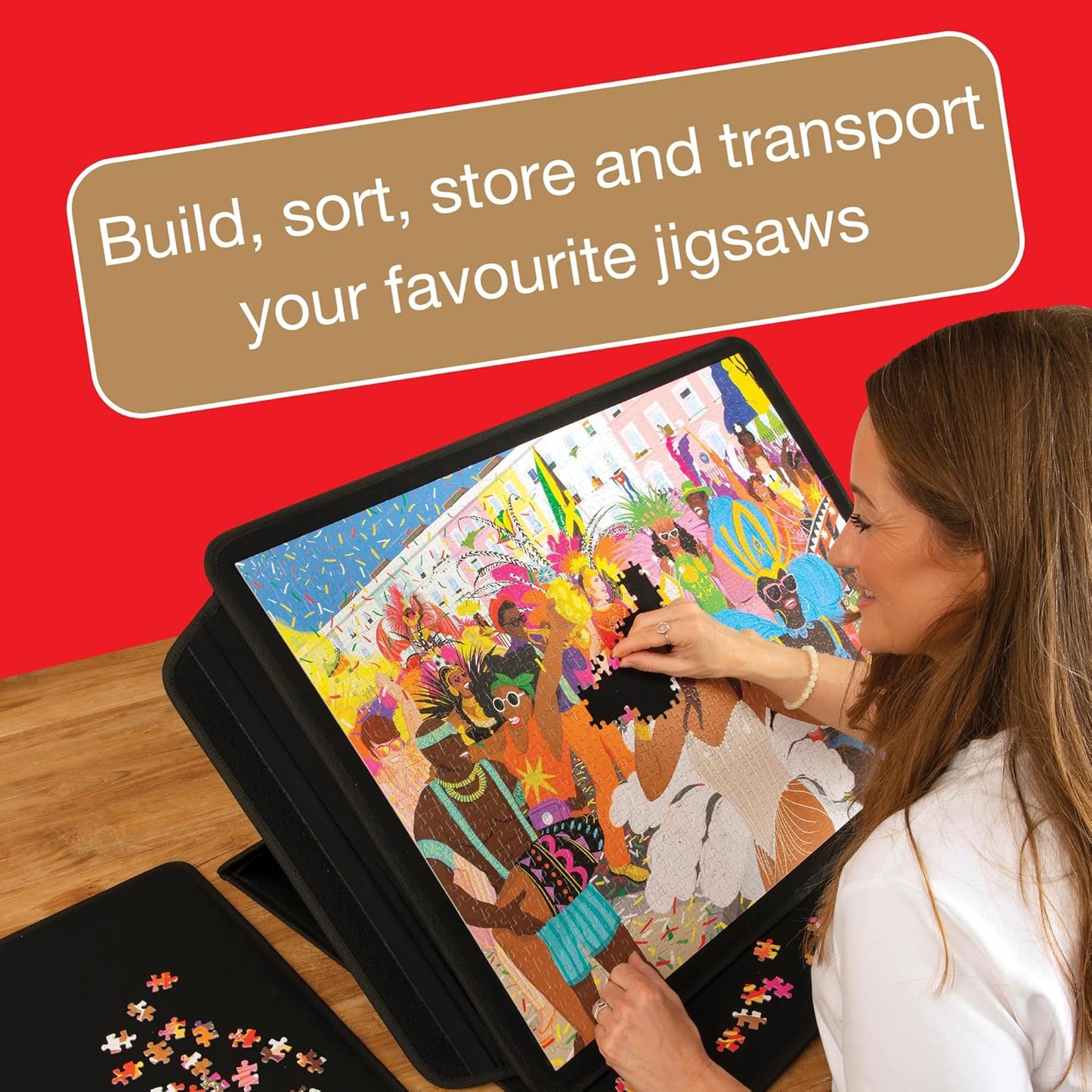 Jumbo Portapuzzle Comfort - Non-Slip Felt, Portable Jigsaw Puzzle Board with Adjustable Angle for 500 to 1000 Pieces - Lightweight, Easy to Store Puzzle Mat, Sorter & Organiser