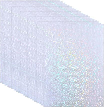 PATIKIL 8.3x5.8" Holographic Sticker Paper, 20Sheets A5 Polypropylene Self-adhesive Transparent Waterproof Laminate Overlay Film for Photo Cards Scrapbook Decorations, Circle
