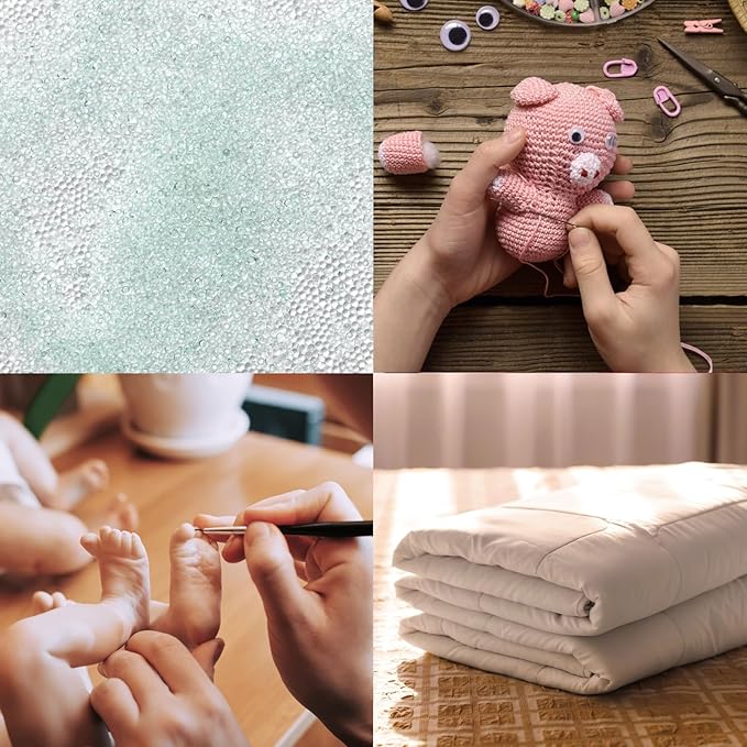 Bright Creations Glass Microbeads 12 lbs – Premium Micro Glass Beads for Weighted Blankets, DIY Crafts, Stuffed Animals & Dolls – Crystal Clear Filler Beads with Reusable Storage Container