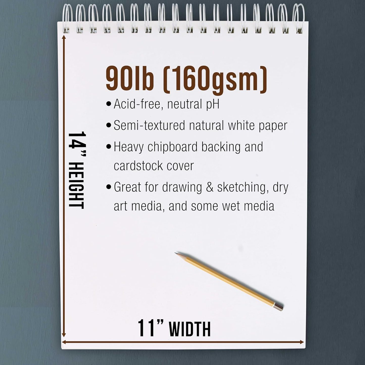 U.S. Art Supply 11”x14 Premium Heavy-Weight Paper Spiral Bound Sketch Book: 90 Pound (160gsm), 30-Sheet Drawing Pad (2 Pack) - Crafty Corner