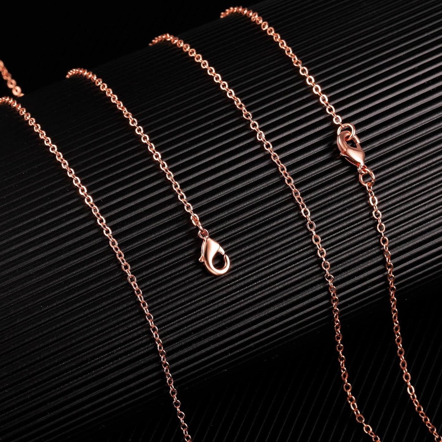 ALEXCRAFT Wholesale 12PCS Rose Gold Plated Solid Brass Chain Finished Flat Cable Chains Bulk for Jewelry Making (26"(2.0MM)