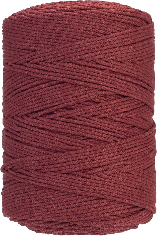 GOHOHOF Macrame Cord 3mm x 546yards Natural Macrame Cotton Rope Colored Macrame Rope Soft Cotton Cord Macrame Supplies Craft Rope Macrame Yarn for Plant Hanger Wall Hanger Dreamcatcher(Wine Red)