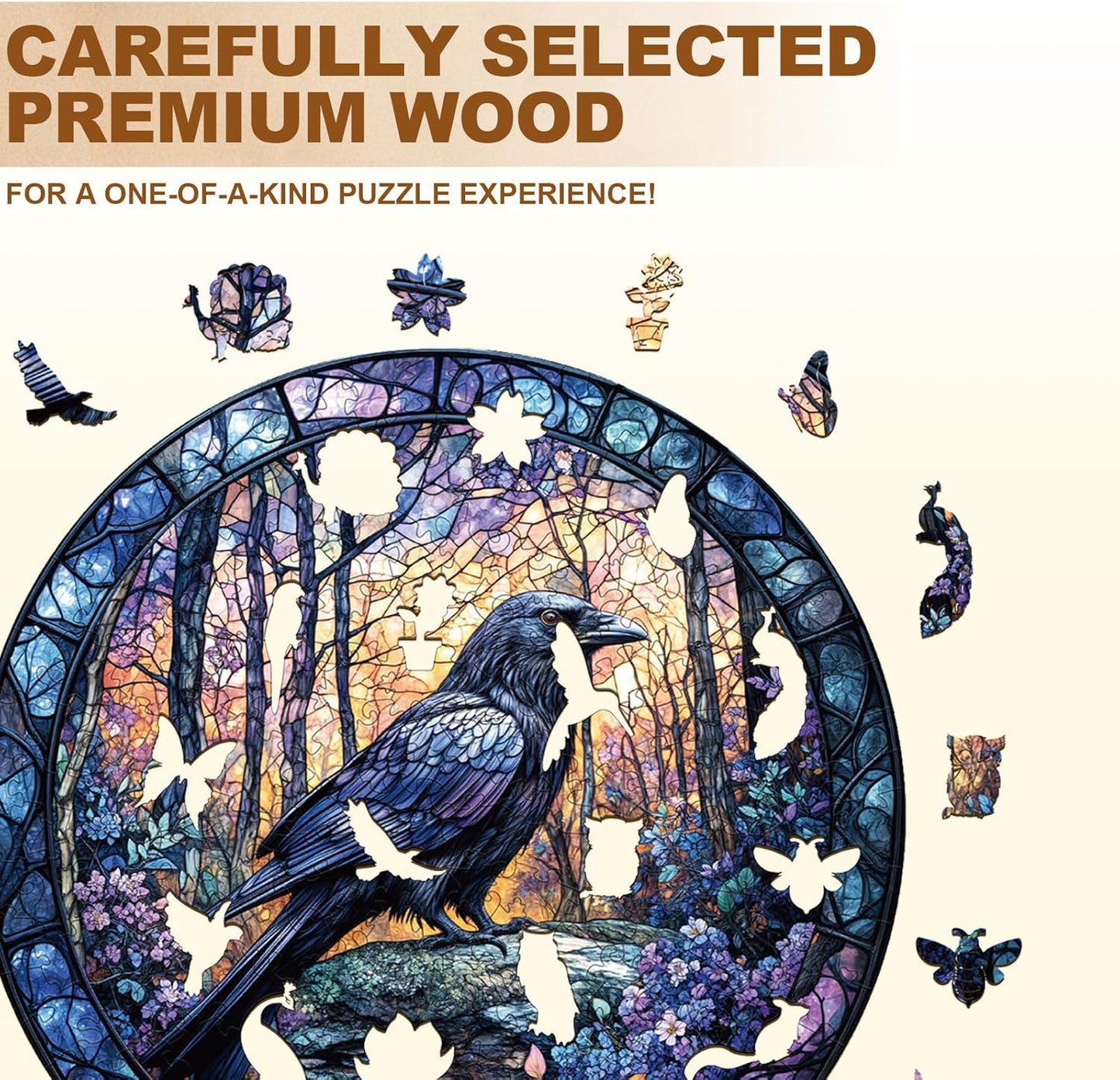 Wooden Puzzles for Adults, Wooden Jigsaw Puzzles, Crow-XL Puzzle, Gifts for Family or Friends for Any Holiday.（17.3 * 17.3 in 450pcs）