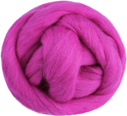3.53oz Wool Roving Yarn, Wool Felting Supplies, Pure Wool, Chunky Yarn, Spinning Wool Roving for Needle Felting Wet Felting DIY Hand Spinning (Light Purple)