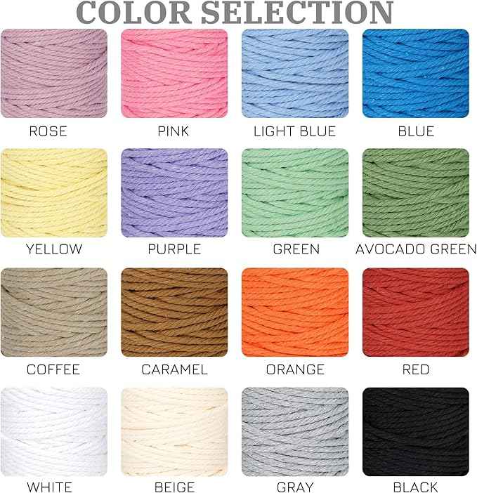 Macrame Cord 3mm x 164 Yards, 3 Rolls Gray Colored Macrame Cotton Cord Rope Kit Macrame Yarns Bulk String 4 Strands Twisted for Wall Hanger Plant Hanging DIY Crafts Knitting Macrame Supplies