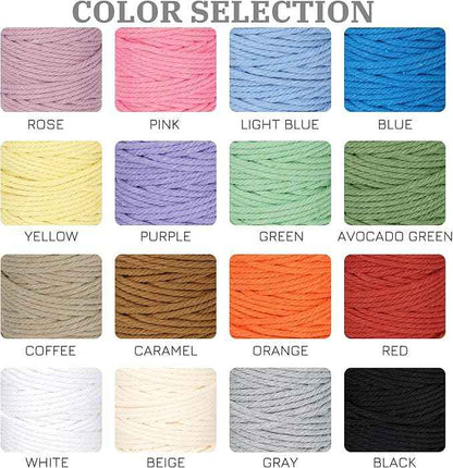 Macrame Cord 3mm x 164 Yards, 3 Rolls Gray Colored Macrame Cotton Cord Rope Kit Macrame Yarns Bulk String 4 Strands Twisted for Wall Hanger Plant Hanging DIY Crafts Knitting Macrame Supplies