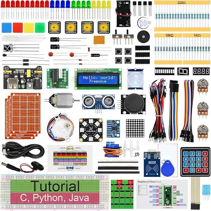 Freenove Ultimate Starter Kit for Raspberry Pi Pico 1 2 W (Not Included), 767-Page Detailed Tutorial, 220 Items, 119 Projects, Python C Java Code
