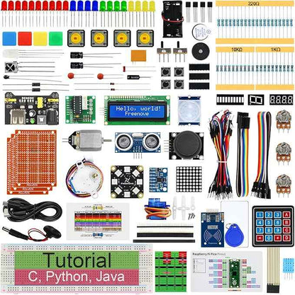 Freenove Ultimate Starter Kit for Raspberry Pi Pico 1 2 W (Not Included), 767-Page Detailed Tutorial, 220 Items, 119 Projects, Python C Java Code
