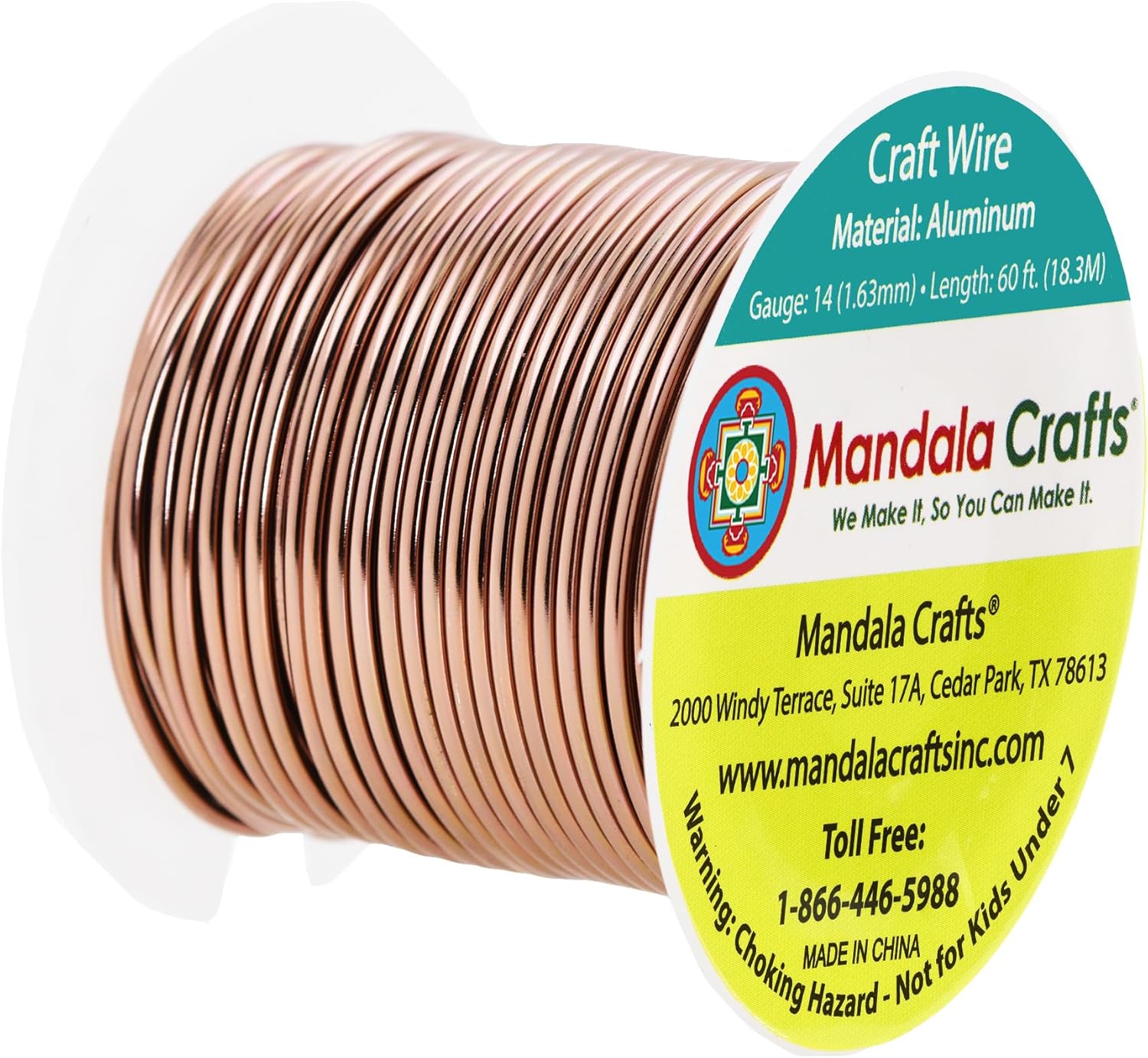 Mandala Crafts 14 Gauge Anodized Aluminum Craft Wire for Jewelry Making - 60 FT Colored Flexible Light Brown Wire - Bendable for Bonsai Armature Crafting Sculpting - Crafty Corner