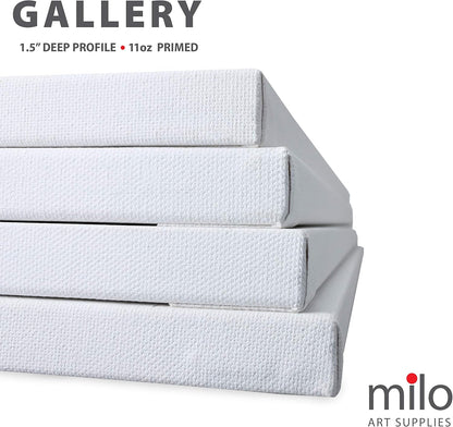 milo Stretched Artist Canvas | 30x40 inches | 4 Pack | 1.5” inch Thick Gallery Profile | 11 oz Primed Large Canvases for Painting, Ready to Paint Art Supplies for Acrylic, Oil