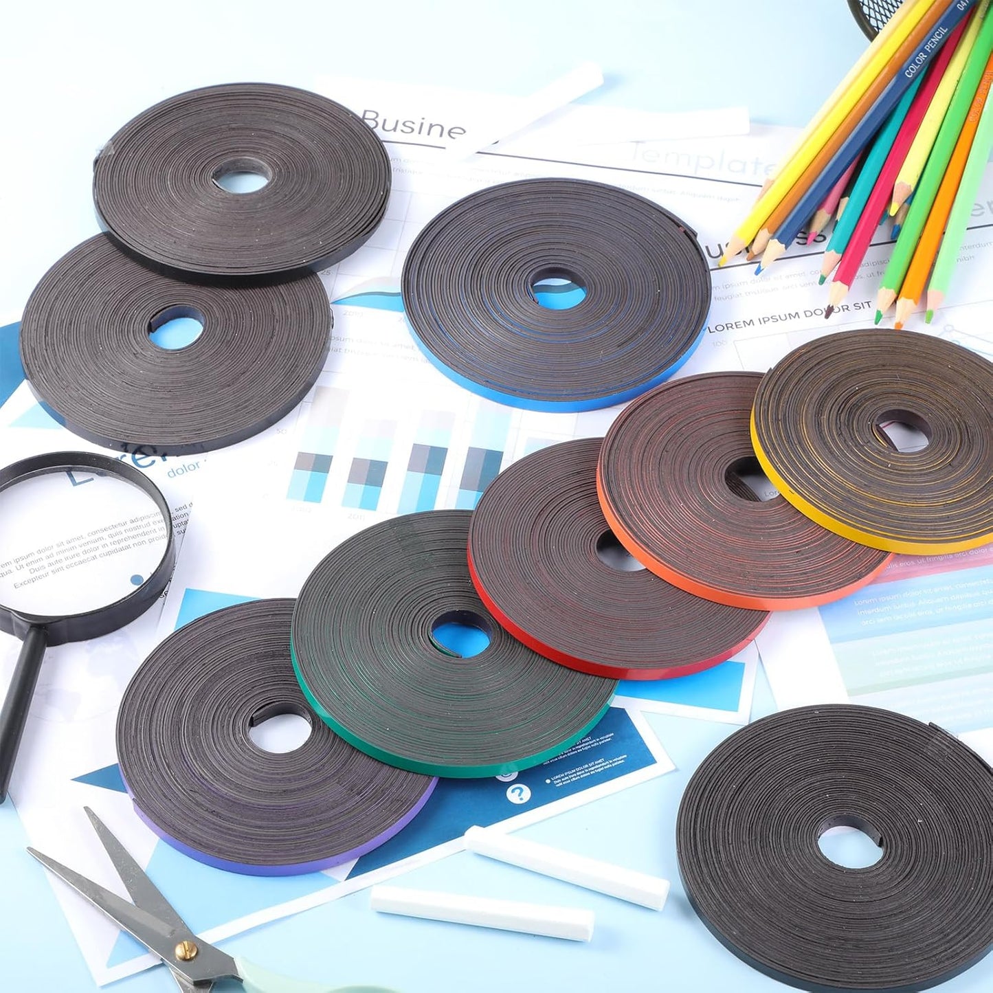 Magnetic Tape Roll Thin Strips, 1/4 Inch x 33 Feet Magnetic Board Dividers Whiteboard Graphic Decorative Tape Marking Line for Classroom Office Art Accessories(Black)