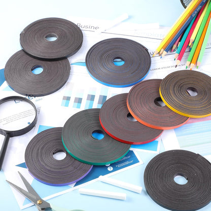 Magnetic Tape Roll Thin Strips, 1/4 Inch x 33 Feet Magnetic Board Dividers Whiteboard Graphic Decorative Tape Marking Line for Classroom Office Art Accessories(Black)