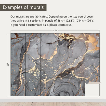 AFZEVEB-Gray and Gold Marble Wallpaper Wall murals for Bedroom 136"x96"(Not Peel and Stick)