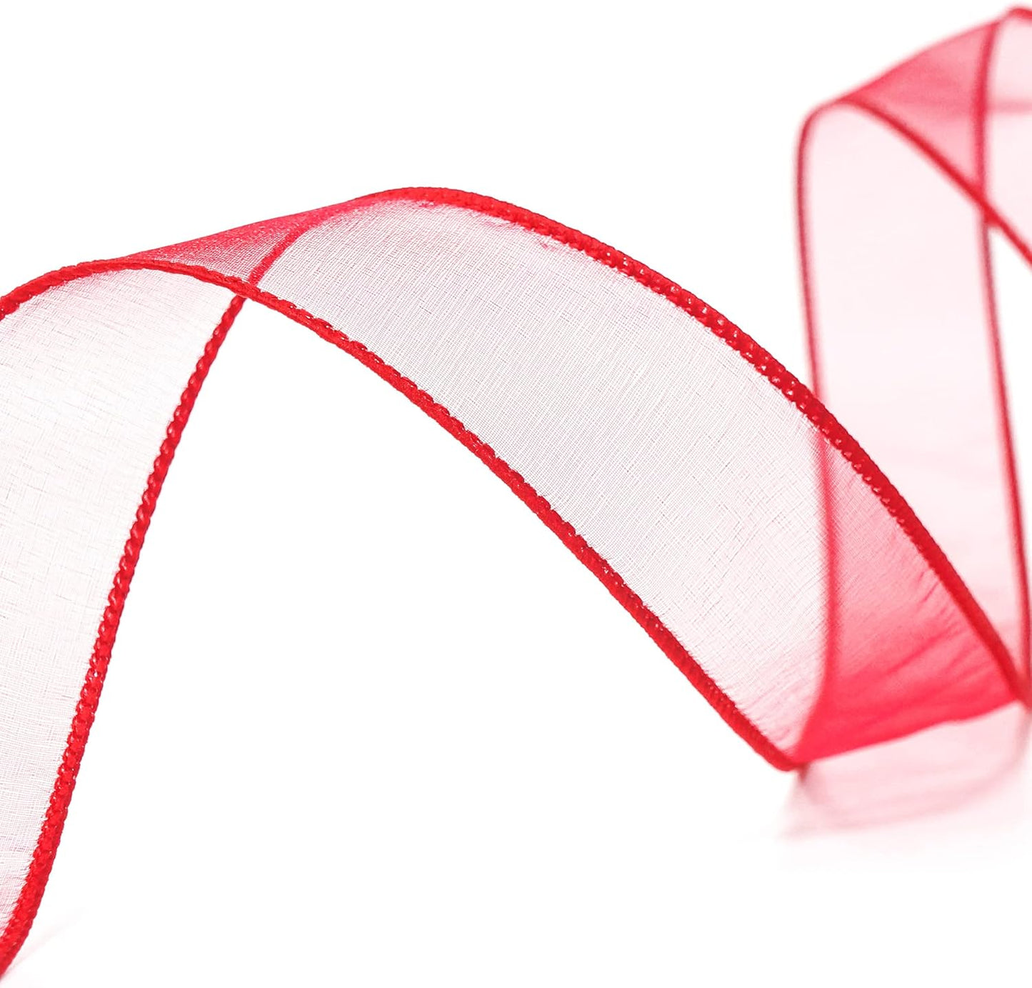 CT CRAFT LLC Sheer Organza Wired Ribbon 1.5" x 50Yards Red for Wedding Chair Bow Flora Bouquet Gift Wrapping Christmas Tree Home Decor Wreath - Crafty Corner