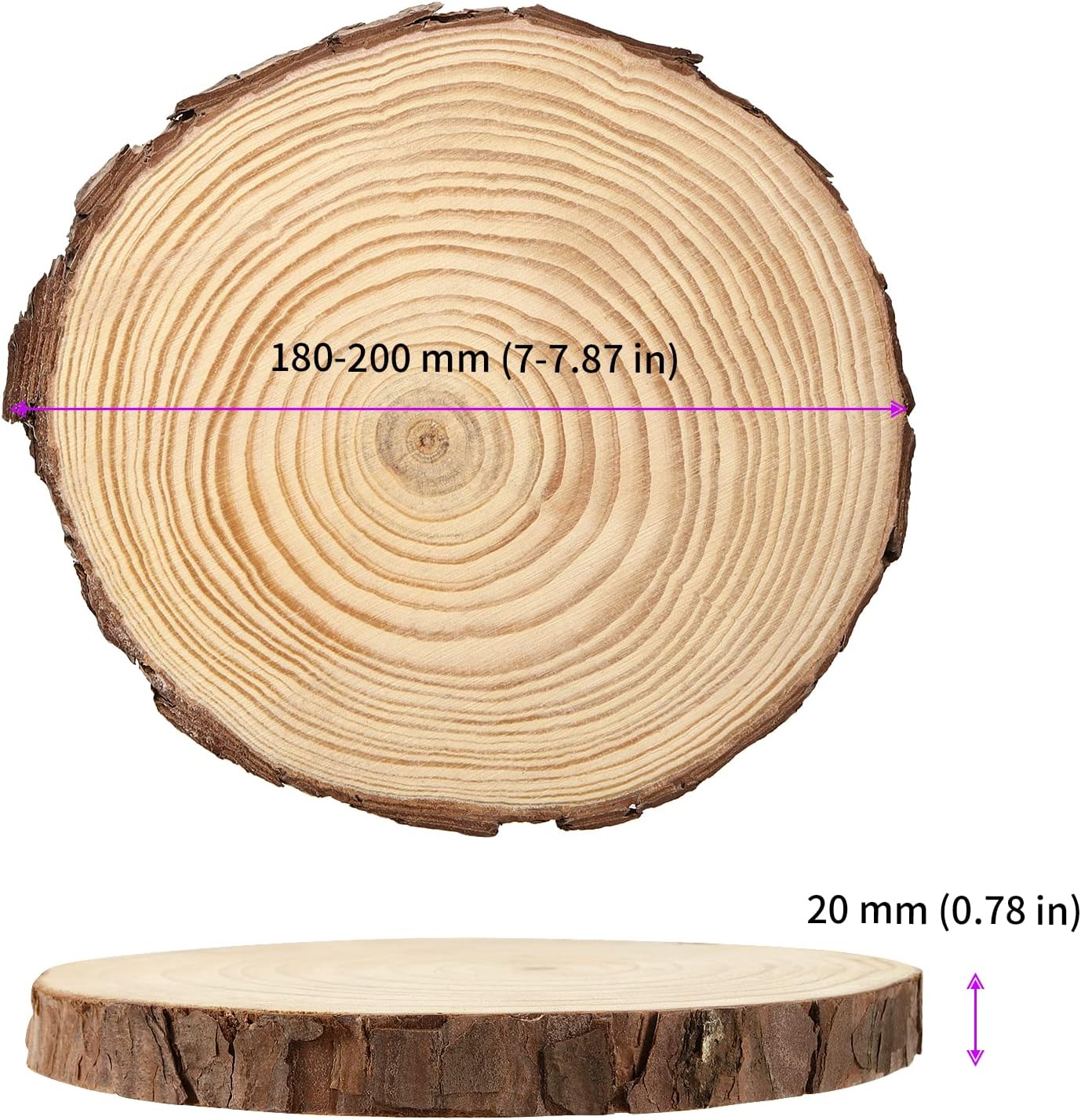 JEUIHAU 8 PCS 7-7.9 Inches Natural Unfinished Wood Slices, Round Wooden Tree Bark Discs, Wooden Circles for DIY Crafts, Christmas, Rustic Wedding Ornaments - Crafty Corner