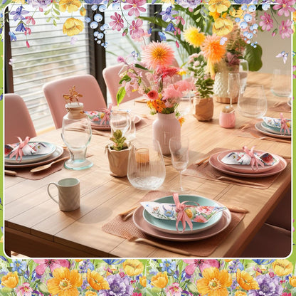 Janlaugh 200 Pcs Summer Floral Cocktail Napkins Disposable 2 Ply Flower Hummingbird Butterfly Dinner Paper Napkins Bulk for Summer Party Favor Supplies