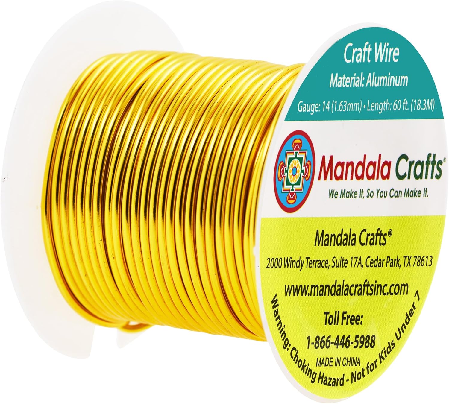 Mandala Crafts 14 Gauge Anodized Aluminum Craft Wire for Jewelry Making - 60 FT Colored Flexible Light Gold Wire - Bendable for Bonsai Armature Crafting Sculpting - Crafty Corner