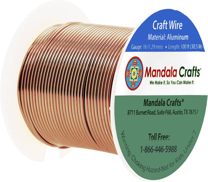 Mandala Crafts 16 Gauge Anodized Aluminum Craft Wire for Jewelry Making - 100 FT Colored Flexible Light Brown Wire - Bendable for Bonsai Armature Crafting Sculpting - Crafty Corner