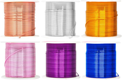 Mandala Crafts 22 Gauge Anodized Aluminum Craft Wire for Jewelry Making - 450 FT Colored Flexible Silver Copper Gold True Blue Purple Pink Wire - Bendable for Bonsai Armature Crafting Sculpting - Crafty Corner