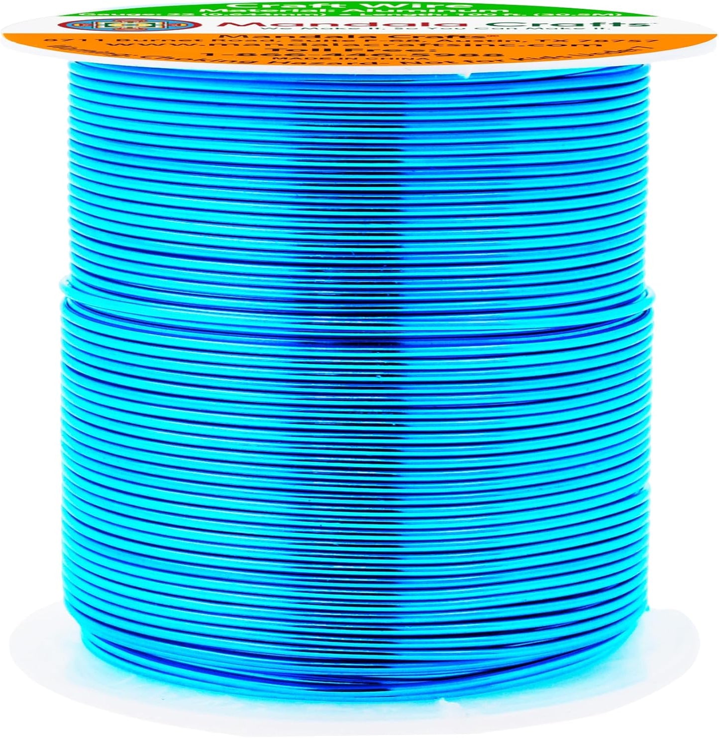 Mandala Crafts 22 Gauge Anodized Aluminum Craft Wire for Jewelry Making - 100 FT Colored Flexible Vivid Sky Blue Wire - Bendable for Bonsai Armature Crafting Sculpting - Crafty Corner