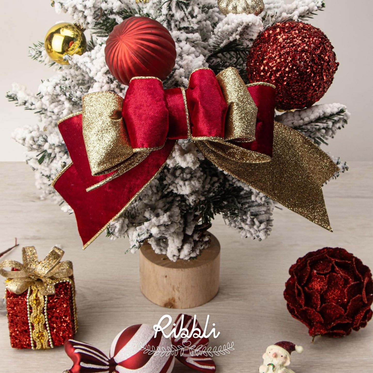 Ribbli Red Velvet Wired Ribbon 2.5 Inch Red Velvet with Gold Glitter Christmas Ribbon for Christmas Tree Decoration Big Bow Gift Wrapping Crafts Wreaths Supplies- 10 Yards - Crafty Corner