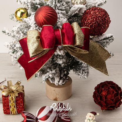 Ribbli Red Velvet Wired Ribbon 2.5 Inch Red Velvet with Gold Glitter Christmas Ribbon for Christmas Tree Decoration Big Bow Gift Wrapping Crafts Wreaths Supplies- 10 Yards - Crafty Corner