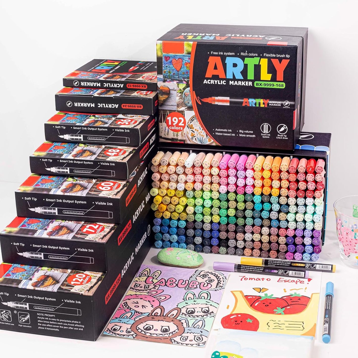 Acrylic Paint Markers, Acrylic Paint Pens, Fabric Markers for Textile, Rock, Glass, Wood, Paper, Ceramic, Canvas DIY Art Supplies Kit for Kids and Adults (120) - Crafty Corner