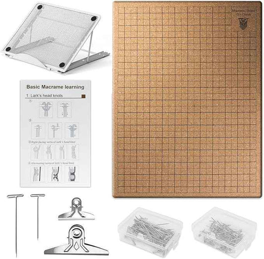 12×16 Inch Macrame Board and Pins Kit, Double Sided Grids Handmade Braiding Macrame Board with Instructions - Perfect Macrame Tools and Supplies for Bracelet Creating, Knotting Creations