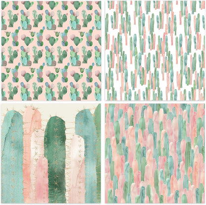 48 Sheets 24 Designs Scrapbook Paper Pad, 6"×6" Single-Sided Decopodge Craft Cardstock Paper,Scrapbooking DIY Decorative Background Cardmaking Supplies.Cactus&Cartoon - Crafty Corner