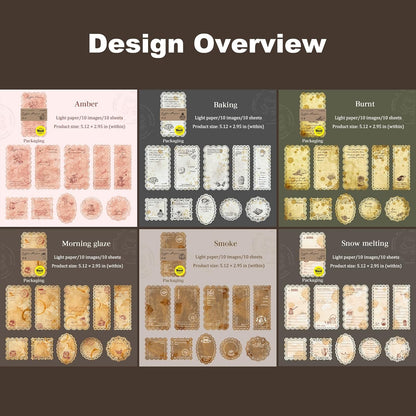 Coffee-Themed Lace Paper Set, 60 PCS Retro Lightweight Journaling Paper for Scrapbooking, DIY Crafts, Card Making, and Planners