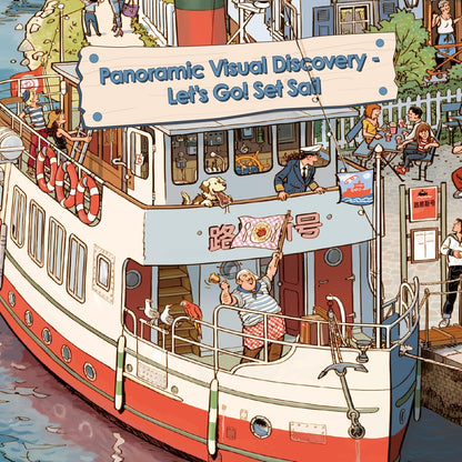 MOMIBOOK Puzzles for Adults 1000 Piece Jigsaw Puzzles of Let's Go! Set Sail, Painting Image Difficult Challenging Hard Impossible Puzzle, Cute Funny Toys & Games Christmas Birthday Gifts
