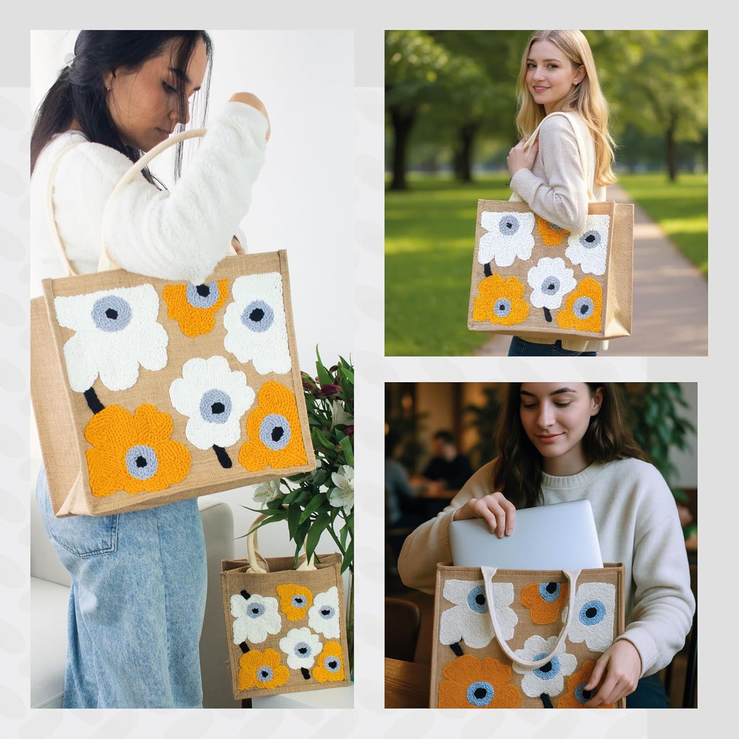 INNOVIATO Punch Needle Kit – Punch Needle Kits Adults Beginner – Big & Funtional Embroidery Set – Craft Kits for Adults – Embroidery Kit Beginner – DIY Tote Bag – Reusable Tote – Handmade Gift Idea