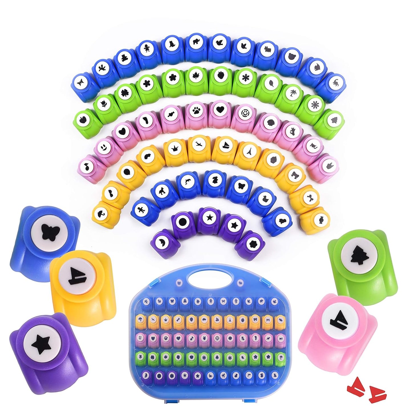 Shape Paper Punch Set | School Scrapbooking Paper Punchers for Arts and Crafts | Hole Punch Shapes That Kids and Adults Adore | Premium Crafting Supplies Kit includes 60 Paper Puncher Shapes (60 Pcs) - Crafty Corner