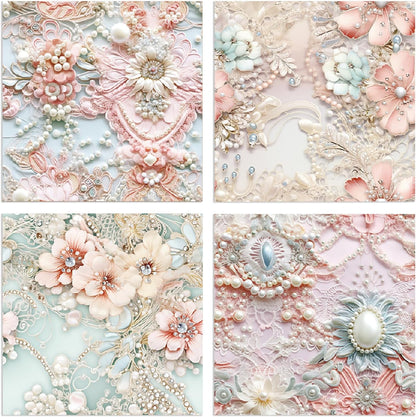 Scrapbook Paper 6X6, Card Making Supplies, Single-Sided Cardstock Paper Pads, Decorative Craft Paper, Pearlescent Bloom Pattern Paper Pack, Decopodge Papers, Scrapbooking junk journal Supplies-24 PCS - Crafty Corner